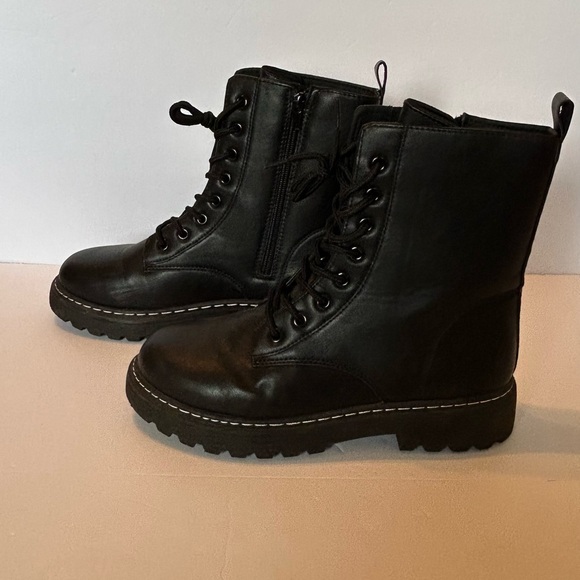 H2K Shoes - H2K Lace Up Y2K 90s Combat Boots Size Side Zipper Black Size 10 Grunge Punk Rock